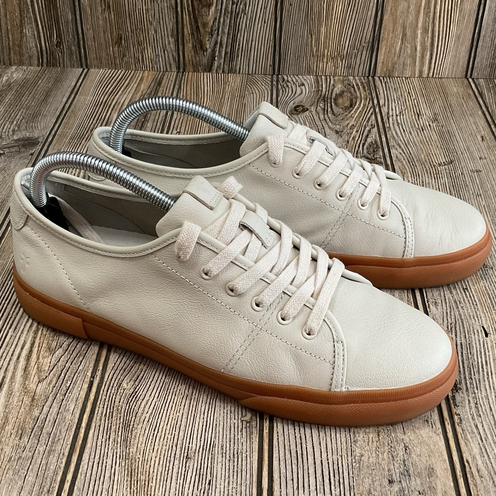 Frye Women's Shoes Gia Leather Casual Lace Up Low Top Sneakers Natural Size 9.5M